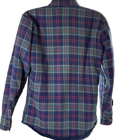 Vintage St. Johns Bay Quilt Lined Flannel Shirt Jacket Men's Green/Blue Plaid M - Picture 3 of 15